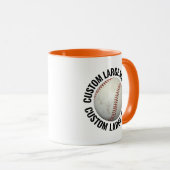 Großer Text ORANGE Combo 11oz Individueller Baseba Tasse (VorderseiteRechts)