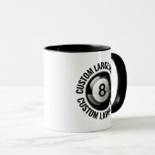 Großer Text SCHWARZ Combo 11oz Custom 8 Ball Tasse (VorderseiteRechts)