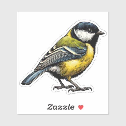 Großer Tit-Vogel, kundenspezifisch geschnitten Vin Aufkleber (Blatt)