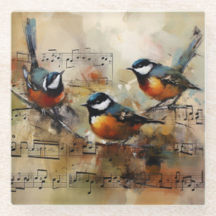 Großer Titmausvogel, auf einer Trennwand gemalt Glasuntersetzer