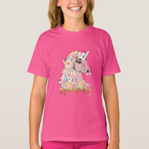Großer Traum Blümchen Einhorn T-Shirt