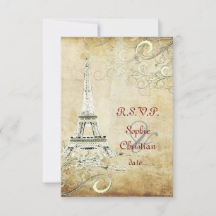 GROSSER UAWG VINTAGER EIFFEL-TOWER/VANILLA-WIRBEL RSVP KARTE
