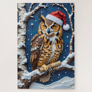 Großer Uhu Weihnachts-Schriftrolle-Trägerhut Puzzle