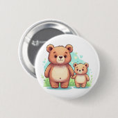 Großer und Kleiner Bär Händchen Haltend – Süße Kin Button (Vorne & Hinten)