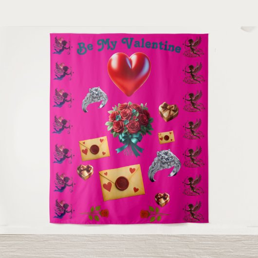 Großer Valentinstag-Teppich Wandteppich (Vorderseite)