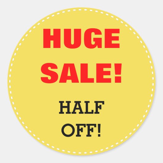"GROSSER VERKAUF!" - "HALF AUS!" Aufkleber für den (Vorderseite)