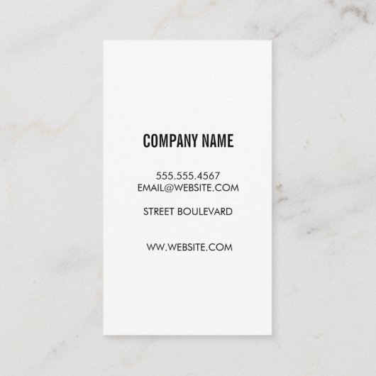 Grosser vertikaler Text / Weiß Visitenkarte (Rückseite)