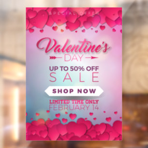 Großer vertikaler Valentinstag-Geschäftsverkauf Fensteraufkleber