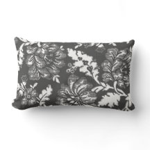 Großer Vintage-Blumenprint in Dunkelgrau und Weiß