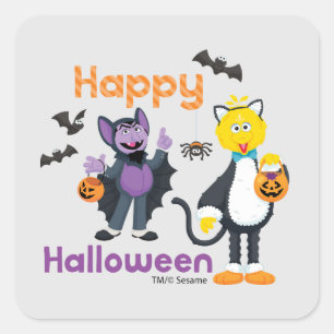 Großer Vogel und Graf Frohes Halloween Quadratischer Aufkleber