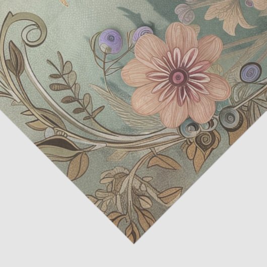 Grosser Wald Florals Rentier Dekoupage Seidenpapier (Ausschnitt)