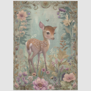 Grosser Wald Florals Rentier Dekoupage Seidenpapier