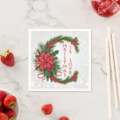 Großer Weihnachtsbrief C Funkelnd Weißes Rotes Grü Serviette (Beispiel)