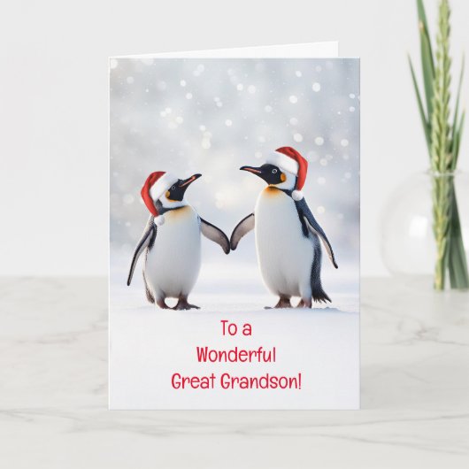 Großer Weihnachtsfeiertag Grandson mit Cute Pengui Karte (Vorderseite)