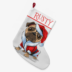Großer Weihnachtsstrumpf Santa Pug