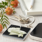 Großer weißer Betta Splendens Schlüsselanhänger (Vorderseite rechts)