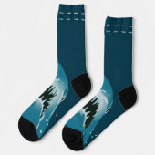 Großer Weißer Hai Aquamariner Blauer Ozean Socken (Linkes Detail)