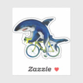 Großer Weißer Hai auf einem Fahrrad Aufkleber (Blatt)