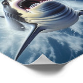 Großer Weißer Hai auf einer Sturmnacht Poster (Ecke)