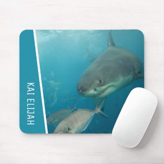 Großer Weißer Hai mit Fischmeer Mousepad (Mit Mouse)
