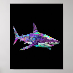 Großer Weißer Hai Polygon Angeln Scuby Tauchen Sha Poster