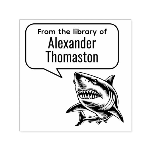 Großer Weißer Hai-Talk Blubble Library Name Permastempel (Design)