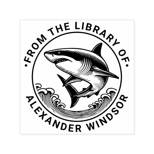 Großer Weißer Hai über Waves #2 Bibliotheksname Permastempel (Design)
