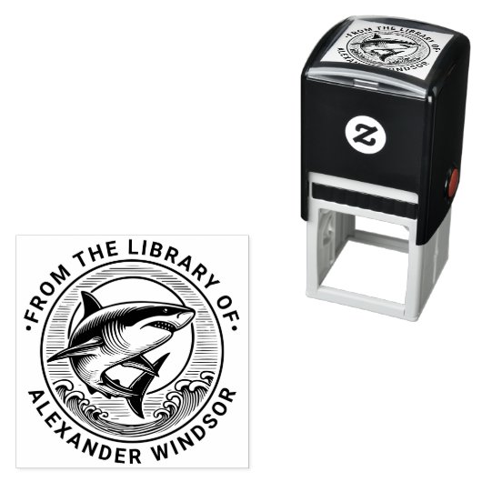 Großer Weißer Hai über Waves Bibliotheksname Permastempel (Beispiel)