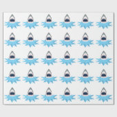 Großer weißer Haifisch-Cartoon Geschenkpapier (Flach)