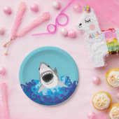 Großer weißer Haifisch-lustiger Cartoon Pappteller (Party)