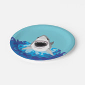 Großer weißer Haifisch-lustiger Cartoon Pappteller (Schrägansicht)