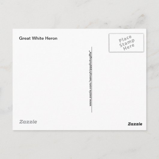 Großer Weißer Heron auf einem Log-Foto Postkarte (Rückseite)