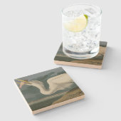 Großer Weißer Heron aus Audubons Vögeln Amerikas Steinuntersetzer (Seitenansicht)