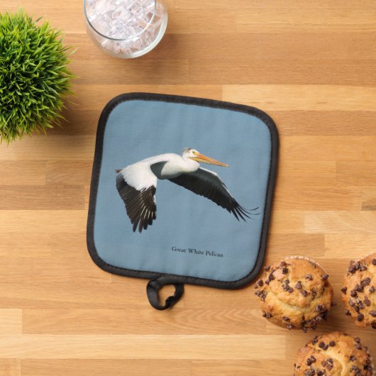 Großer weißer Pelikantopf Topflappen (Oben Unten)
