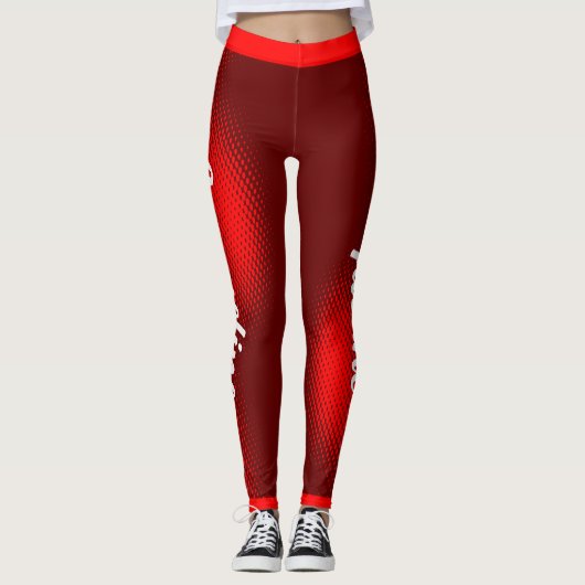 Grosser weißer Text mit DARK RED Leggings (Vorderseite)