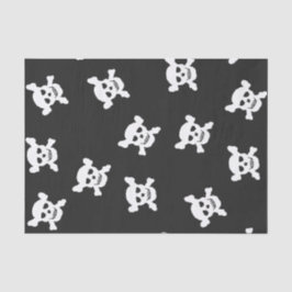 Großer weißer Totenkopf mit gekreuzter Knochen auf Seidenpapier