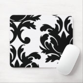 großer weißer und schwarzer, feiner Damast Mousepad (Mit Mouse)