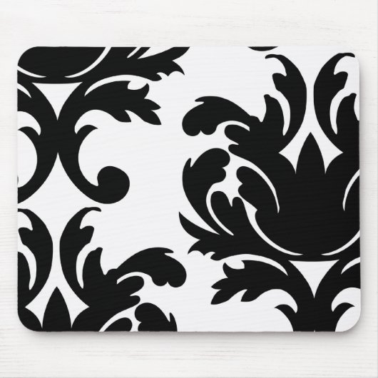 großer weißer und schwarzer, feiner Damast Mousepad (Vorne)