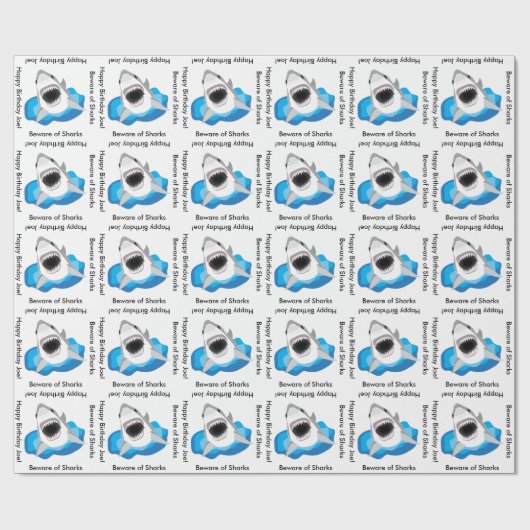 Großer Weißhai-Angriff lustig Geschenkpapier (Flach)