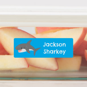 Großer Weißhai-Happy-Cartoon personalisiert Etiketten