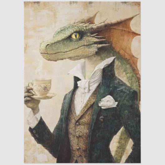 Großer Whimsikischer Mythologischer Fantasiedrache Seidenpapier (Vorderseite)