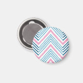 Großer Zag-Chevron in Pink und Aqua Magnet (Vorderseite/Rückseite)