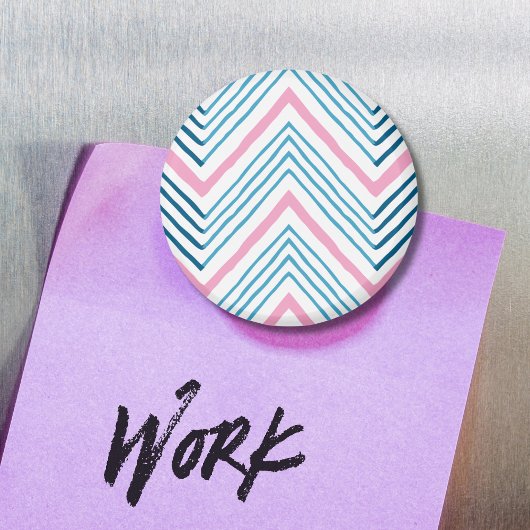 Großer Zag-Chevron in Pink und Aqua Magnet