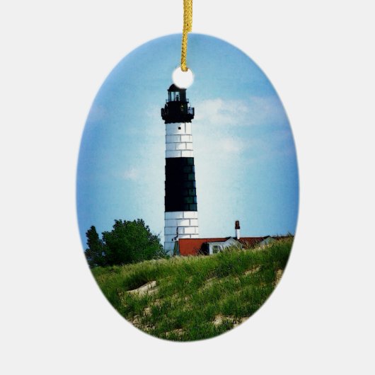 Großer Zobel-Punkt-Leuchtturm Keramik Ornament (Vorne)