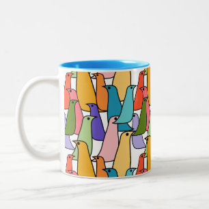 Größere farbenfrohe Vögel Zweifarbige Tasse