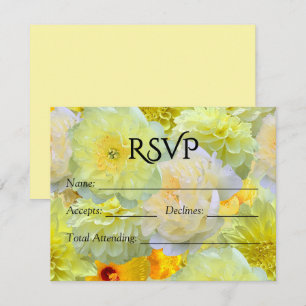 Größere gelbe florale Aquarell-Hochzeits-RSVP RSVP Karte