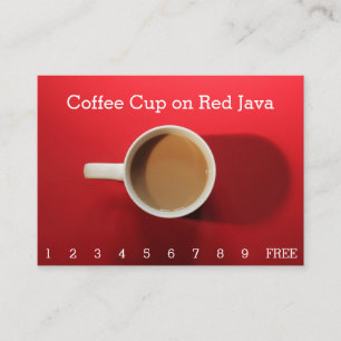 Größere Kaffeetasse auf rotem Hintergrund Treuekarte