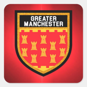 Größere Manchester-Flagge Quadratischer Aufkleber
