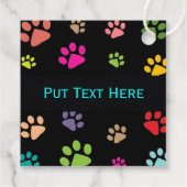 Größere mehrfarbige Paw Prints Design Fevor Card Geschenkanhänger (Rückseite)