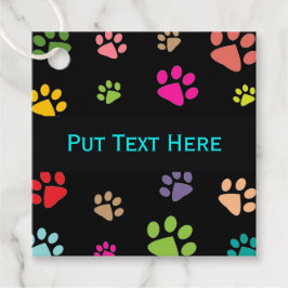 Größere mehrfarbige Paw Prints Design Fevor Card Geschenkanhänger